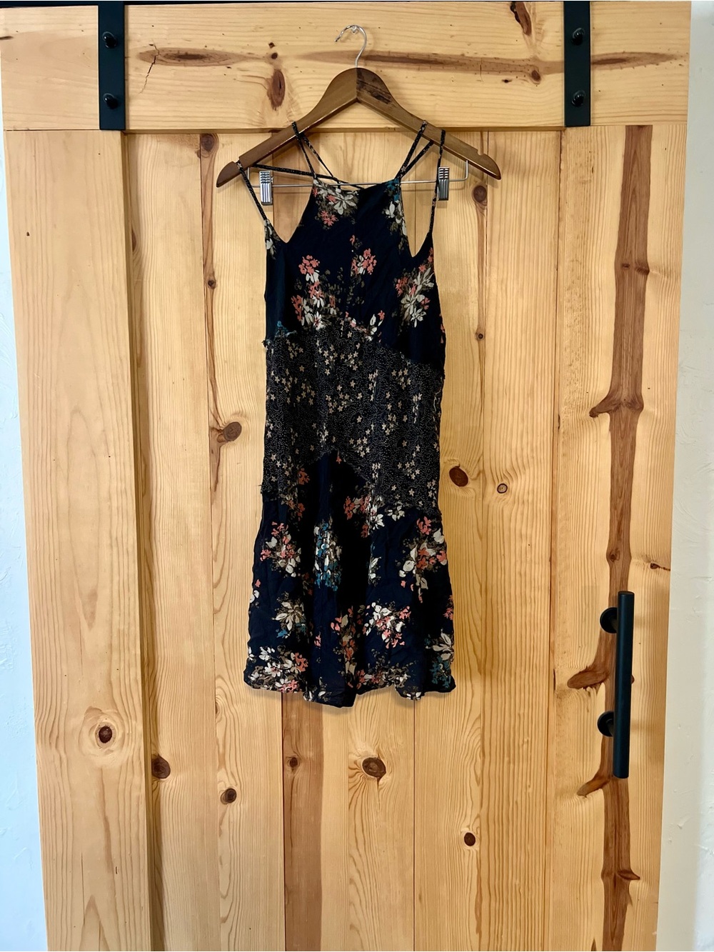 Free People Black Floral and star pattern Mini Dress